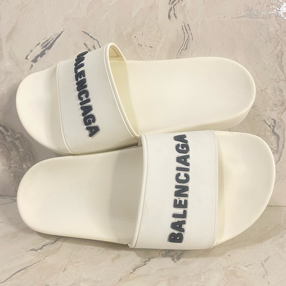 Balenciaga White Pool Slides women’s 5